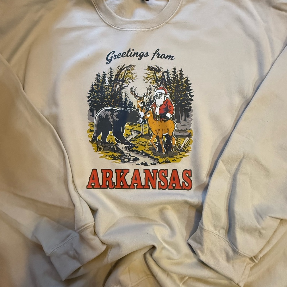 Gildan Cream Arkansas Graphic Sweatshirt